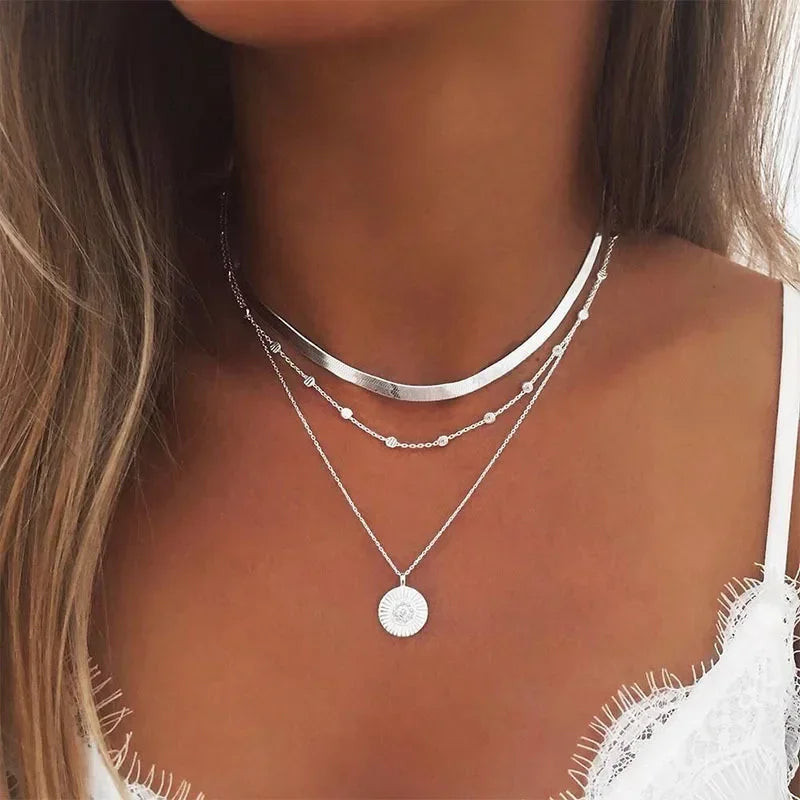 Collar Triple Capa Plata